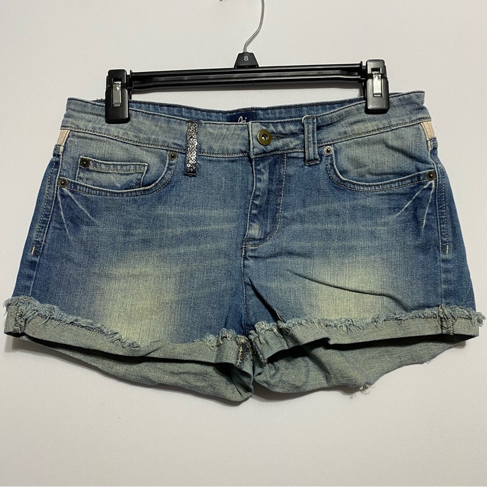 Women’s Jean Shorts Denim Cuffed Patriotic Red & White Stars US Size 27